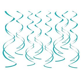 Caribbean Teal Spiral Swirl Decorations 66cm, pk8