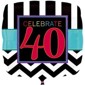 40th Chevron Square Foil Balloon 17"