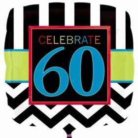 60th Chevron Square Foil Balloon 17"