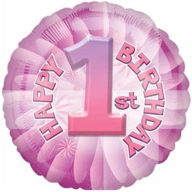 Happy 1st Birthday Circle Foil Balloon 17"