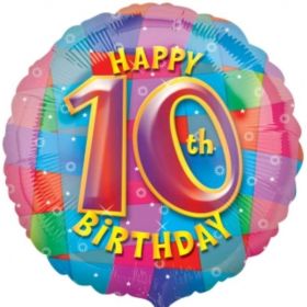 Happy 10th Birthday Circle Foil Balloon 17"