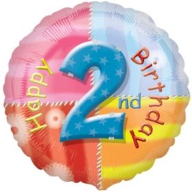  Happy 2nd Birthday Circle Foil Balloon 17"