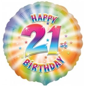 Happy 21st Birthday Circle Foil Balloon 17"