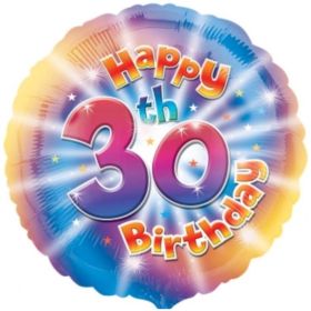 Happy 30th Birthday Circle Foil Balloon 17"