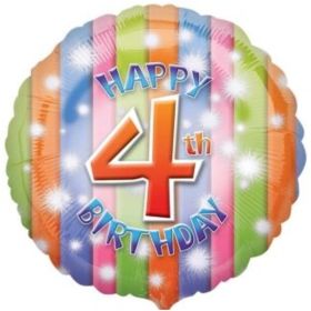Happy 4th Birthday Circle Foil Balloon 17"
