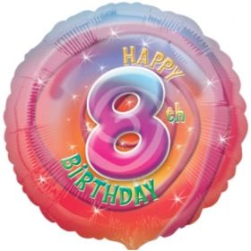Happy 8th Birthday Circle Foil Balloon 17"
