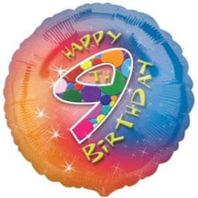Happy 9th Birthday Circle Foil Balloon 17"