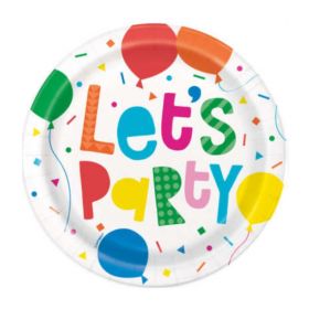 Colourful Balloons Party Plates 18cm, pk8
