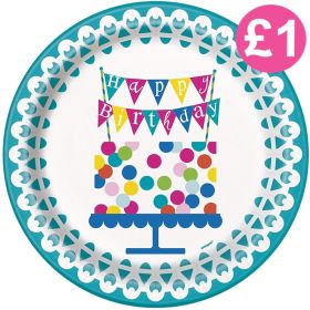 8 Confetti Cake Birthday Plates