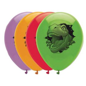 6 Dino Blast Latex Balloons 12"