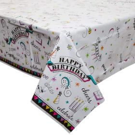 Doodle Birthday Plastic Tablecover 1.37m x 2.13m