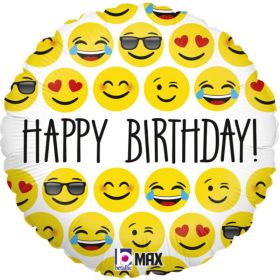 Emoji Happy Birthday Foil Balloon 18"