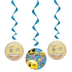 Emoji Hanging Swirl Decorations 66cm, pk3