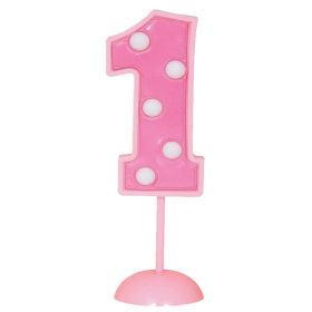 Pink Flashing Number Decorations No 1