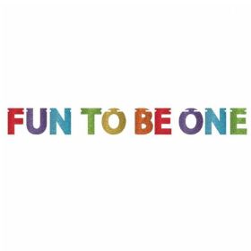 Rainbow 1st Birthday Fun To Be One Glitter Banner