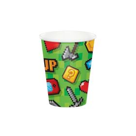 Gaming Party Paper Cups 256ml, pk8