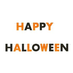 Orange & Black Happy Halloween Glitter Banner