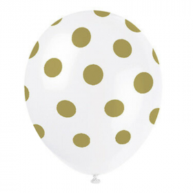 Gold Polka Dot Latex Balloons 12"