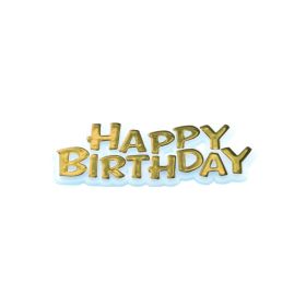 Happy Birthday Cake Topper - Gold, 7cms