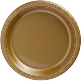20 Gold Plastic Party Plates