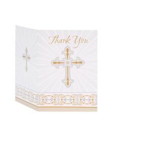 Gold & Silver Radiant Cross Thank You Notes, pk8
