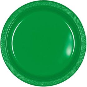 20 Festive Green Plastic Plates