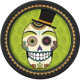 Green Day of the Dead Halloween Plates