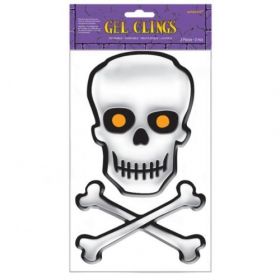 Halloween Skull & Crossbones Gel Cling 