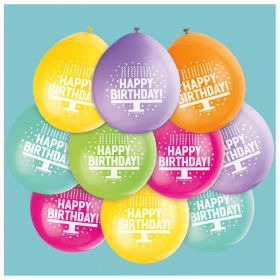 Happy Birthday Latex Balloons 9", pk10