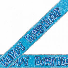 Blue Glitz Happy Birthday Prismatic Party Banner 9ft