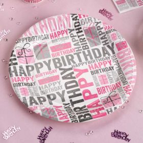 Happy Birthday Pink Plates pk8