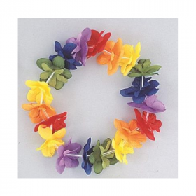 Hawaiian Luau Rainbow Flower Stretch Headband