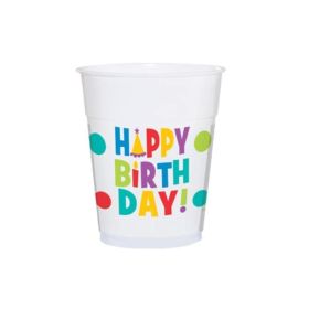 Dots & Stripes Plastic Cups 414ml, pk25