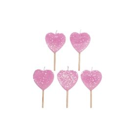 10 Glitter Heart Candles