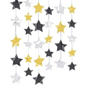 Gold Black & Silver Star String Decoration