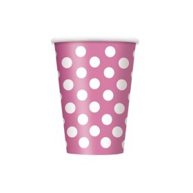 6 Hot Pink Polka Dot Paper Cups