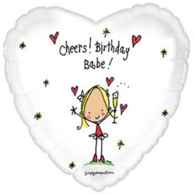 Juicy Lucy Cheers Birthday Babe Foil Balloon 18"