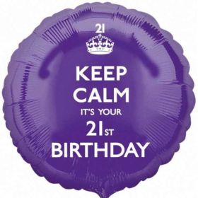 Keep Calm It's Your 21st Birthday Foil Balloon 17"