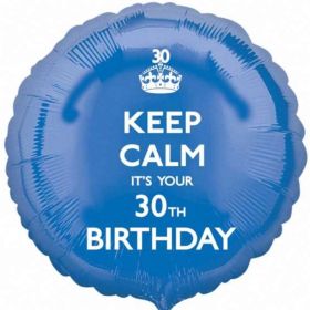 Keep Calm It's Your 30th Birthday Foil Balloon 17"