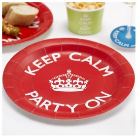 Keep Calm Party On Party Plates 23cm, pk8