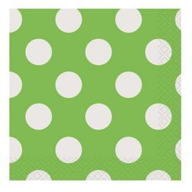 Lime Green Polka Dot Party Napkins 33cm x 33cm, pk16