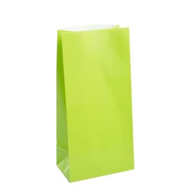 12 Lime Green Paper Party Bags