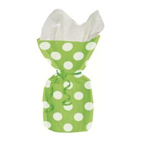 20 Lime Green Polka Dot Party Cello Bags