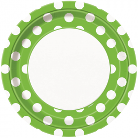 Lime Green Polka Dot Dinner Plates