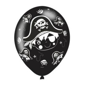 6 Little Pirate Black Latex Balloons 11''