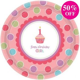8 Sweet Little Cupcake Girl Large Paper Plates