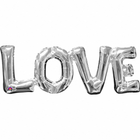 ''Love" Phrase Silver Supershape Foil Balloon