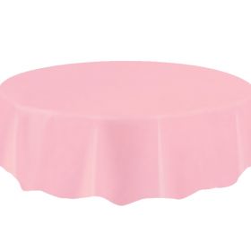 Lovely Pink Round Plastic Tablecover 2.13m