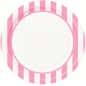 Lovely Pink Striped Plates 23cm, pk8