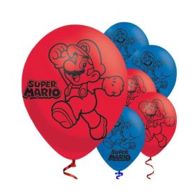 6 Super Mario Latex Balloons 11"